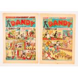Dandy 602 (1952) Coronation Holiday Paper with Dandy 716 (1955). First Crackaway Jack by Paddy