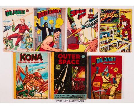Planet Stories 3 (Davenport Askew 1961), Red Comet 5, Space Ace 15, 16, 18, Star Rocket 1 detached cover with ¾ split spine [