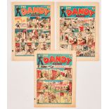 Dandy (1939) 103, 104, 105. Propaganda war issues. Desperate Dan awarded the Iron Cross by Adie