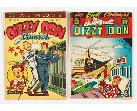 Dizzy Don Comics (1946, Dizzy Don Ent. Canada) 21, 22 (last issue). # 21: cover off rusty disintegrated top staple [gd/vg], #