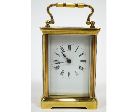 A 20th century brass cased four glass carriage clock, 11cm high x 8cm wide x 6cm deep