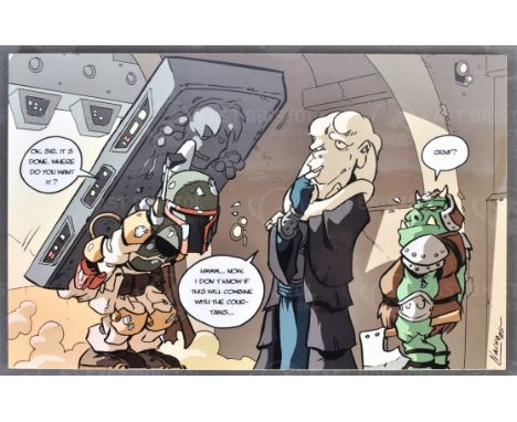 Estate of Jeremy Bulloch - Star Wars - Artwork - Nacho (artist) - a digital print on board depicting a stylised comic-book sc