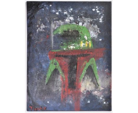 Estate of Jeremy Bulloch - Star Wars - Artwork - J. Lynch (artist) - an acrylic on canvas painting of a stylised Boba Fett Ma