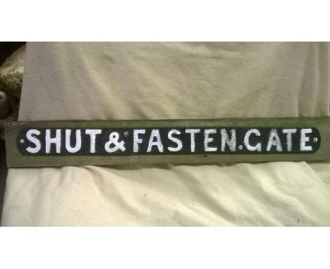 Railway sign - "Shut &amp; Fasten Gate" along with an antique key stamped SW, a ticket clipper and various railway related it