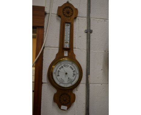 Oak cased barometer/thermometer.