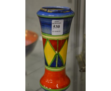 A Clarice Cliff Bizarre small conical shaped vase.