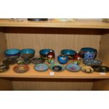 A quantity of small cloisonnne bowls, dishes and vases.
