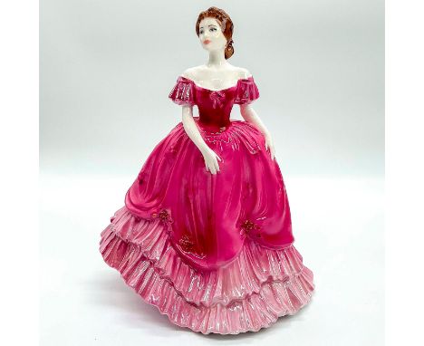 Limited edition bone china that is part of The Archive Collection. Depicts brunette in a gorgeous pink floral gown with gold 