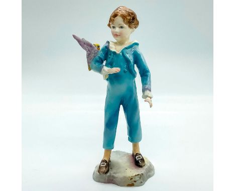 Hand painted fine bone china depicting young boy with parakeet perched on arm. Royal Worcester backstamp.This item has no res