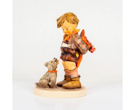 Porcelain hand painted in matte finish. Goebel backstamp. Impressed M. I. Hummel to round base. Dimensions: 3.5"L x 2.25"W x 