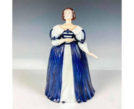 Fine porcelain lady in a blue dress. Part of the Museum of Costume; glossy finish.Franklin Porcelain backstamp on base. This 