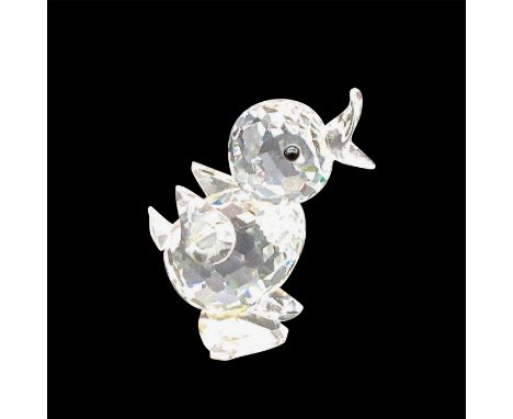 This retired Swarovski crystal mini drake was a member of the Beauties of the Lake collection. Lead crystal faceted body, mou