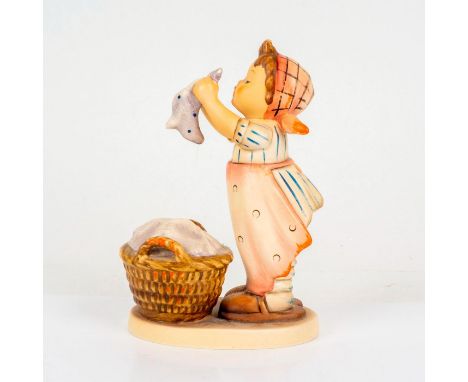 Porcelain hand painted in matte finish. Goebel backstamp. Impressed M. I. Hummel to round base. Dimensions: 3.75"L x 2.5"W x 