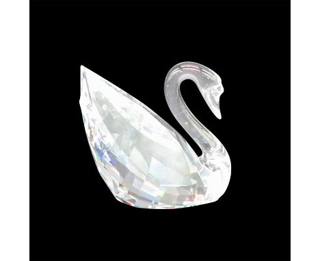 Lead clear crystal miniature swan, given to members as renewal gifts in 1995. Swarovski etched backstamp. This item has its o