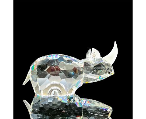 This retired Swarovski crystal large rhinoceros belonged to the African Wildlife group and is made from clear crystal, with b