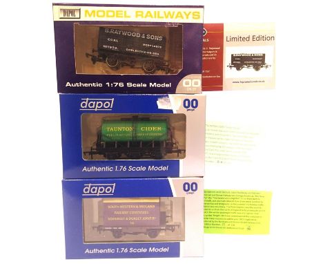 3x Dapol limited edition wagons, Braywood 123/150, S+DJR 73/118 Taunton Cider 24/132. P&amp;P Group 1 (£14+VAT for the first 