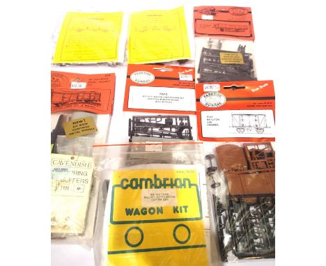 Seven Parkside Dundas and Cambrian wagon kits including CCT, Open, Grampus, Hopper etc. all in packets. P&amp;P Group 1 (£14+