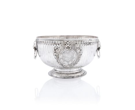 A William III Brittania standard silver monteith bowlThomas Corbet, London 1701Hemispherical form with vertical fluting, cart
