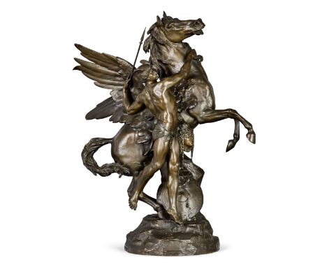Émile Louis Picault (French, 1833-1915): A patinated bronze mythological group of 'Persée et Pégase avec la tete de Meduse (P