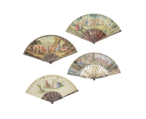 A collection of three second half 18th century carved and pierced tortoiseshell folding fans and a further tortoiseshell fold