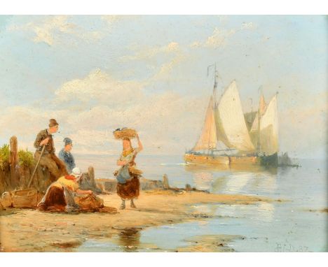 Peter Cornelis Dommersen (1834-1908) Dutch, a pair of oil on mahogany panel marine scenes, signed and dated 1887, with wax se