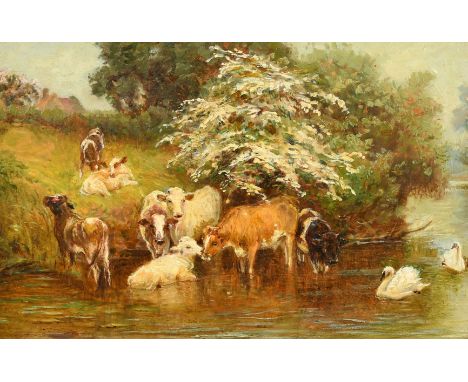 Circle of Basil Bradley (1842-1904) British, 'May Time', oil on panel, 9" x 13.5" (23 x 34cm).