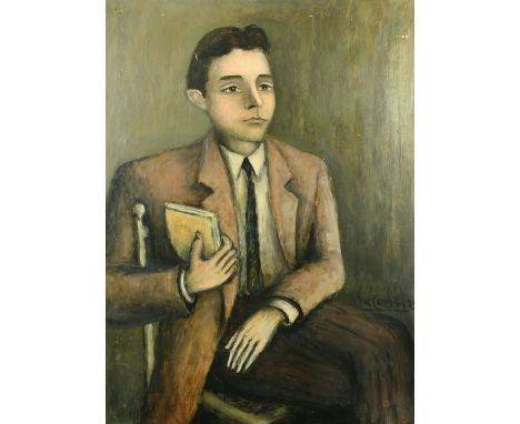 Salomon, French School, circa 1953, a portrait of a young man seated, oil on board, 42" x 30" (107 x 76cm).