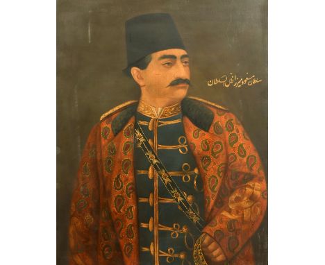 20th Century Persian School, A portrait of Massud Mirza, oil on canvas, signed in Arabic script, 25" x 19.5" (63.5 x 49.5cm).