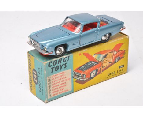 Corgi No. 241 Ghia L.6.4. Blue with red interior, chrome hubs. Paint very good with only the odd minor sign of wear, some chr