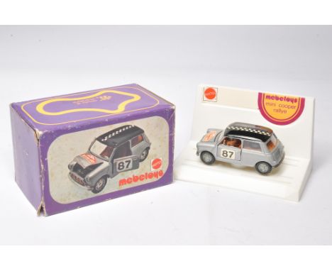 Mattel Mebetoys Mini Cooper Rallye. Silver / Black. Displays excellent. Little sign of wear. In very good original box.