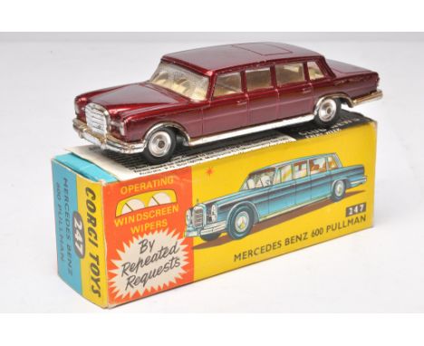 Corgi No. 247 Mercedes Pullman. Maroon with cream interior. Displays mostly excellent with little sign of wear. In good origi