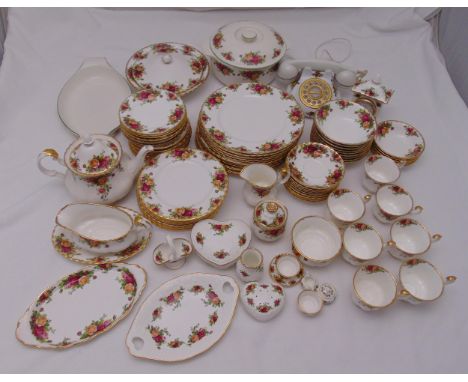 Royal Albert Old Country Roses to include plates, bowls, serving dishes, teapot, cups, saucers, sauce boat and stand, telepho