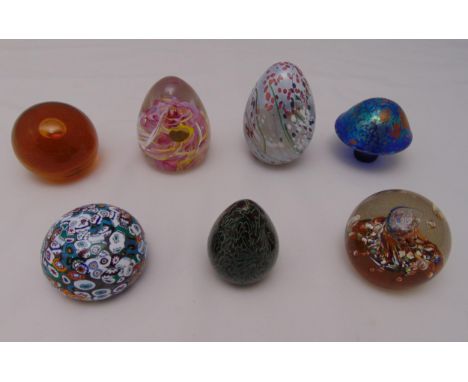 A quantity of glass paperweights of various form and shape to include Caithness and Whitefriars  (7)