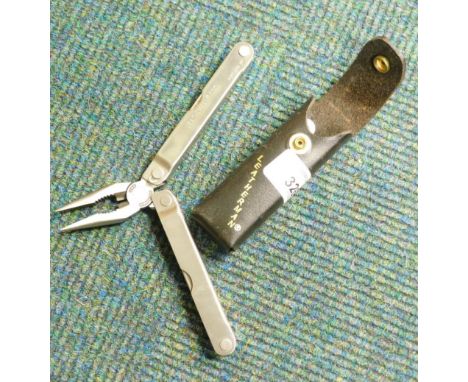 A Leatherman folding multi tool.