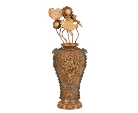 A good Chinese gilt-metal filigree and enamel vase and cover A good Chinese gilt-metal filigree and enamel vase and cover, ea