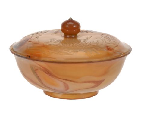 A Chinese agate bowl and cover, Qing dynasty or later A Chinese agate bowl and cover, Qing dynasty or later, the cover incise