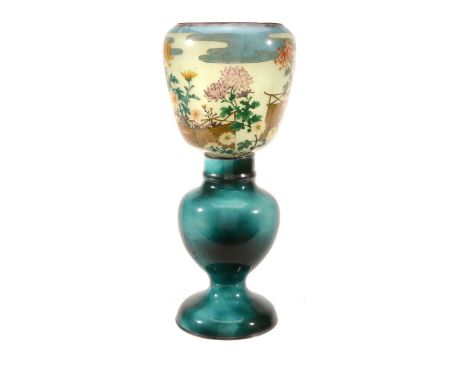 An Unusual Japanese Lamp with Plique-a-jour Shade An Unusual Japanese Lamp with Plique-a-jour Shade, the lamp of inverted bal