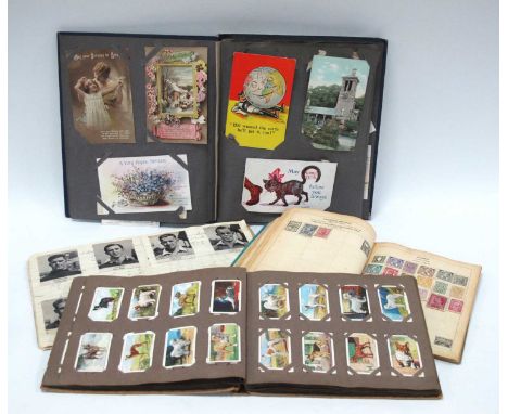 Postcards - Mailed from London, Pierrots, embroidered seaside humour, sentimental (71). Cigarette cards, stamps, football-rel