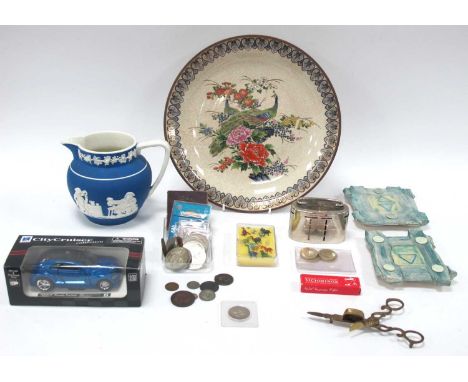Japanese Crackleware Plate 31cm Diameter, Copeland jug, Karen Chesney wall plaques, candle snuffers, model car, Victorian and