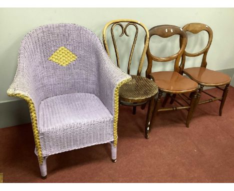 Early XX Century Bentwood Chair, together with two bedroom chairs and a painted Lloyd Loom style chair (4).