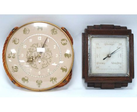 Paico Zodiac Wall Clock, oak framed barometer (2).