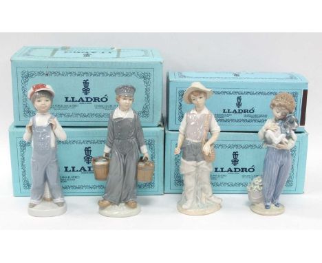 Lladro Figures 'Fisher Boy' 4809 22cm tall, 'Dutch Boy' 4811, 'Boy From Madrid' and 'My Buddy', (All Boxed) (4).