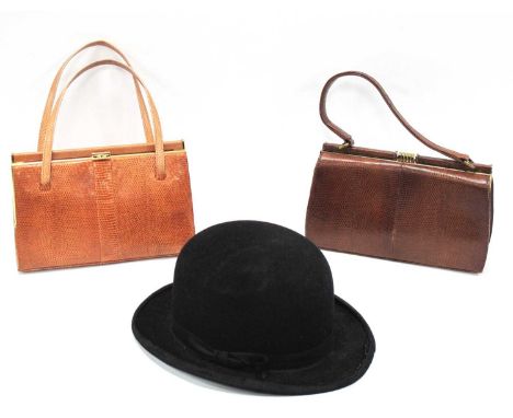 Mappin &amp; Webb Reptile Skin Handbag (2), black bowler hat (3).