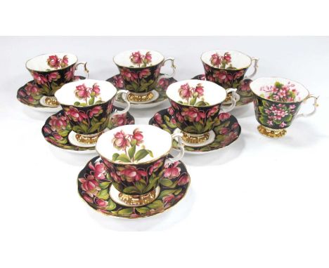 Royal Albert (Pitcher Plant) Tea Cup and Saucers, thirteen pieces, 2nd quality:- One Tray.