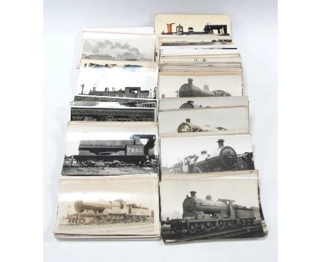 A Collection of Black and White Postcards of Steam Locomotives, copyright and published by Railway Photographs Liverpool, and