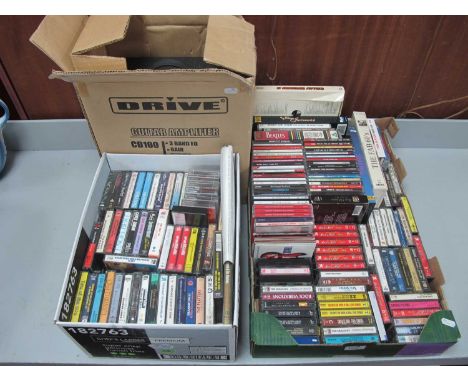 Music Cassettes and CDs- rock and roll, Manilow, Cochran, Country, Elvis, Cliff, etc:- Two Boxes plus Drive Guitar Amp.