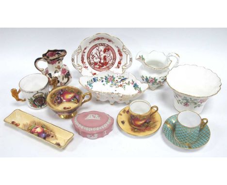 Aynsley 'Orchard Gold', Coalport, Masons, Minton Caverswall and other China:- One Tray.Both cup and saucer set without chips,