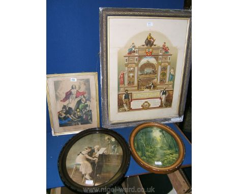 A Print of the Resurrection of Christ, a large Print of Mr Knight's Indenture from The Society of Carpenters and Joiners and 