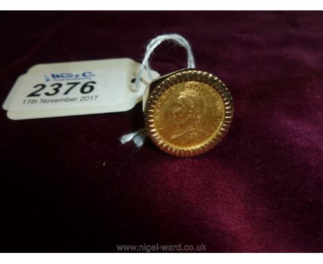 A 9ct. Gold set with 1887 Sovereign Ring