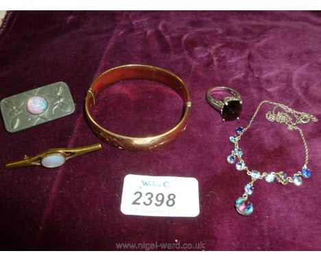 Miscellaneous Costume Jewellery including rolled gold bangle, silver ring, pewter brooch, etc.